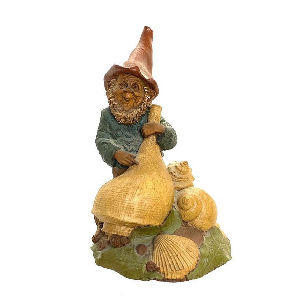 Vintage Thomas F Clark Gnome JOHANN 1984 #5 Carin Studio Seashell Musician 6 In - Picture 1 of 2